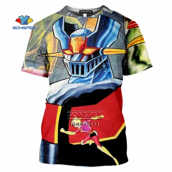 Mazinger Z marškinėliai Vyrams Japonijos Robotas Anime 3D Spausdinimo vyriški T-Shirt Moterims, O Vasarą-kaklo Marškinėlius Harajuku Atsitiktinis Gatvės Sporto Marškinėliai