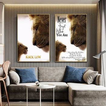 Liūtas Karalius Plakatai Šiuolaikinio Meno Gyvūnų Motyvacijos Drobės Paveikslai Spaudinių Namų Dekoro Sienos Nuotrauka Už Kambarį Cuadros