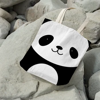 Naujas Moterų Animacinių Filmų Rankinės Spalva Gyvūnų Veido Panda Liūtas Petys Drobė Maišelis Didelės Talpos Mergina Daugkartinio Naudojimo Pirkinių Krepšys Bakalėjos Krepšys