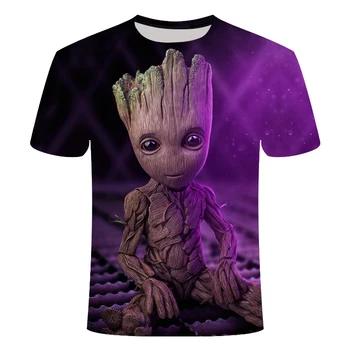Superherojus Groot Filmą Globėjai Galaxy Šeimos, Tėvų-vaikų Drabužių 3D Spausdinimo Groot Vazonas Vaikams Laisvalaikio T-shirt