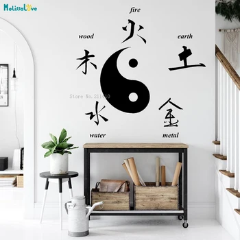 Kinų Daosizmas Kultūros Sienų Lipdukai Namų Dekoro Buda Požymių Elementai Yin Yang Simbolis Decal Gyvenimo Kambario, Miegamasis YT2135