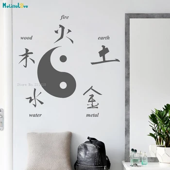 Kinų Daosizmas Kultūros Sienų Lipdukai Namų Dekoro Buda Požymių Elementai Yin Yang Simbolis Decal Gyvenimo Kambario, Miegamasis YT2135