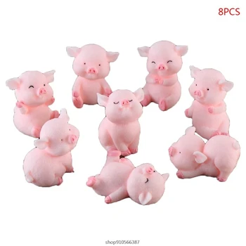8Pcs/Set Modeliavimo Mielas Piggy Pasisekė Rožinės Kiaulės Sode Ornamentu Žaislas Bonsai Micro Kraštovaizdžio Dekoro D23 20 Dropshipping