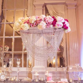 80cm Aukščio akrilo kristalų stalo puošmena vestuvių liustra gėlių stovas Vestuvių Dekoravimas 2vnt/daug