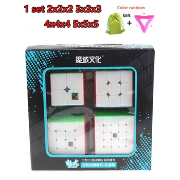 Moyu MofangJiaoshi 2x2 3x3 4x4 5x5 Konkurencijos Magic Cube Nustatyti 4pcs Cubing Klasėje Greitis Kubeliai Galvosūkiai, Žaislai Vaikams