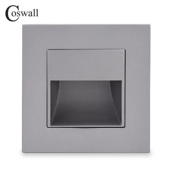 COSWALL Veranda / Koridorius / Kampas / Laiptų Lempos Sienos Footlights Jungiklis Šiltai Balta PC Panel E20 serijos Black White Gold Pilka
