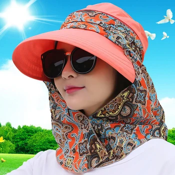 Mada Moterims Vasaros Lauko Jojimo Anti-UV Saulės Skrybėlę Paplūdimys, Sulankstomas Saulės Gėlių Spausdinti Kepurės Kaklo, Veido Pločio Kraštų Skrybėlę