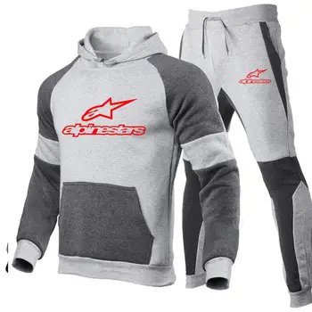 Mados Vyrų Alpinestars Rinkiniai Sportiniai Kostiumai Rinkiniai, vyriški Drabužiai, Sporto Hoodies+Kelnės Rinkiniai, laisvalaikio Outwear Sportinis Kostiumas