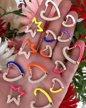 Aukščiausios kokybės madingų moterų papuošalai 2020 naujas spalvingas Neon emalio širdžių valentino dovana meilužio mergina širdies auskarai