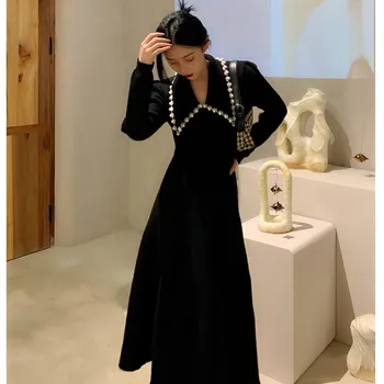 Derliaus Megzti Suknelė Moterims Pavasario Elegantiškas Šalis Midi Suknelė Moterų Office Lady Atsitiktinis Prancūzų Dizaineris Korėjos Suknelė Moterims 2021