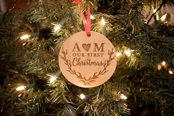 Pasirinktinis Pavadinimas Ornamentu, su - Asmeniniams Kalėdų Ornamentu - Custom Ornamentu Kamuolys Mediniai Ornamentu Kamuolys, kurio pavadinimas ir metai