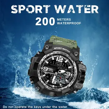 GOODWEEK Vandeniui Karinės Žiūrėti Vyrų Sporto Laikrodžiai Su Kompaso Lauko Dvigubas Ekranas Led Kvarcinius Laikrodžius