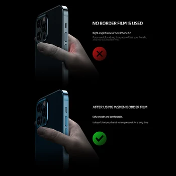 WSKEN iPhone 12 Pro Max Raštas Kino mini 0,15 mm Įbrėžimams Įrodymas Kadrų Buferio Apsauginė Minkšta TPE Visiškai Padengti Telefono aplinkosaugos ¾enklelis