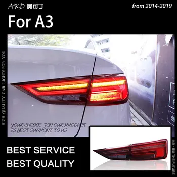 AKD Automobilių Stilius Audi A3 galinius Žibintus 2013-2019 A3 LED Uodega Lempos LED DRL Dinaminio Stabdžio Signalas Atbulinės auto Priedai