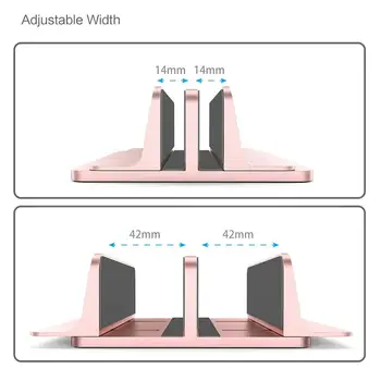 Nešiojamų vertikaliai nešiojamas stovas vertikalus tablet doko, neslidžia dvigubai laptop dock Aliuminio Stovas Reguliuojamas Dokas (Iki 17.3 Colių)