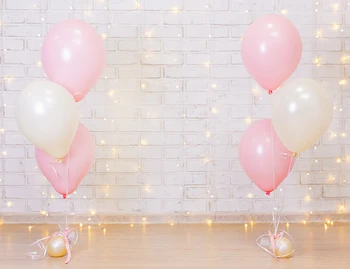 BEIPOTO Naujagimių Fotografijos Backdrops rožinis balionas plytų siena kūdikių tortas sutriuškinti fone flash vaikams 1-asis gimtadienis rekvizitai B374