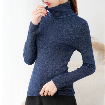 Blizga Lurex Rudens Žiemos Golfo Džemperis Moterims Ilgomis Rankovėmis Megztinis Moterims Pagrindinio Megztiniai 2020 Korėjos Stiliaus Megztiniai Viršūnes Femme
