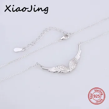 Xiaojing Nauja 925 Sterling Silver Wing Angelas Karoliai Plunksnų Grandinės 