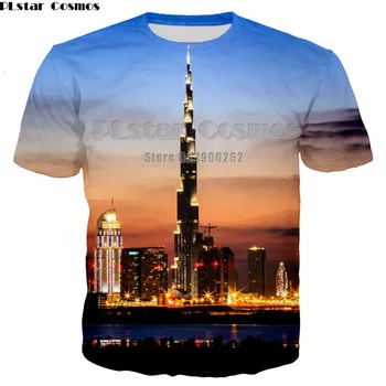 PLstar Kosmosas Dubajus Kraštovaizdžio Rodoma Architektūros Juokingi Marškinėliai, 3D Print T Shirt Plius dydis S-5Xl lašas laivybos