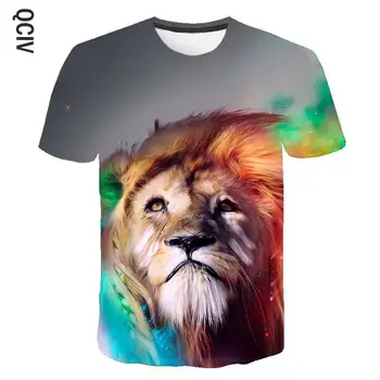 Karštą vasaros vyriški t-shirt Apvalus kaklas trumpas rankovėmis drabužius gyvūnų liūtas 3D atspausdintas T-shirt didelio dydžio vyriški T-shirt s-6xl