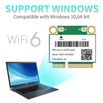 2974Mbps Wifi 6 Belaidžio Pusę Mini PCI-E Tinklą Wlan Wi-fi Kortele, Bluetooth 5.0 802.11 ax/ac 2.4 G/5 ghz Adapteris MU-MIMO IPEX Antena