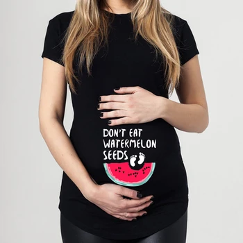 Negalima Valgyti Arbūzų Naujas 2021 M. Vasarą Motinystės Nėštumo Marškinėliai nėščiosioms Arbūzas Viršūnes Tee Marškinėliai Lašas Laivybos