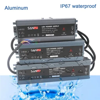 LED ultra-plonas vandeniui juostelės maitinimo IP67 60W/100W/120W/150W/200W/250W/300W transformatorius 175V~240V, kad DC12V 24V