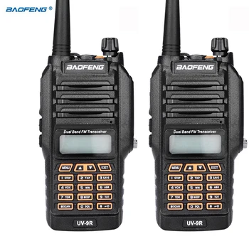 2vnt Atnaujinti Baofeng UV-9R su IP67 atsparus Vandeniui Walkie Talkie, 8W UHF VHF Dual Band Du Būdu Radijo stotis 128CH Pora BAO FENG 9R
