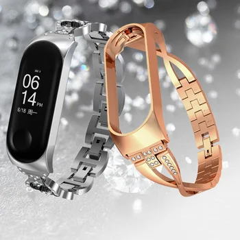 2020 Moterys Naujas Stilingas Diamond Apyrankės Apyrankės Už Xiaomi Juosta 4 3 Aukso, Sidabro Metalo Dirželis mi juosta 4 dirželis