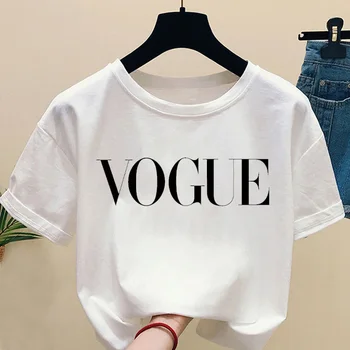 Moters Drabužiai VOGOE Atspausdintas T-shirt Laisvalaikio Viršuje Marškinėlius Ponios Mados Abėcėlės Grafika Moterų Marškinėliai Moterims trumpomis Rankovėmis Vasarą
