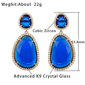 12Color Prabangūs Auskarai Geometrinės Formos Papildomi K9 Stiklo Kristalų Perlas Auskarai Moterims, Mėlyna Spalva 2020 bižuterijos