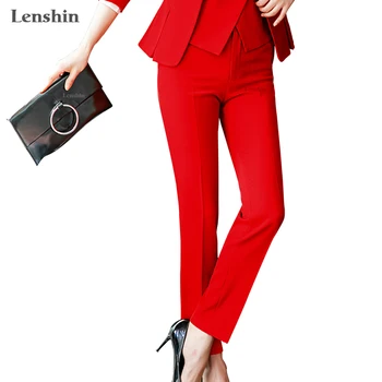 Lenshin pilnametražis Oficialų Kelnės Moterims Office Lady Stiliaus, Darbo Drabužiai Tiesios Kelnės Verslo Dizainas