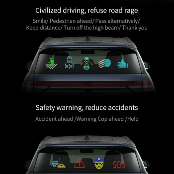 EM01 Automobilį Auto Smart APP Kontrolės Bluetooth 5.0 Raiškos Ekranas RGB LED Lempos, Dekoratyvinis Juokinga Emotio Lempos Paramos PROGRAMĄ Nuotrauką