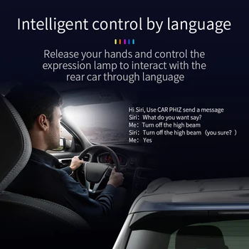 EM01 Automobilį Auto Smart APP Kontrolės Bluetooth 5.0 Raiškos Ekranas RGB LED Lempos, Dekoratyvinis Juokinga Emotio Lempos Paramos PROGRAMĄ Nuotrauką