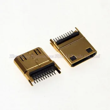 10vnt paauksuoti HDMI 19Pin male plug-C Tipo Mini HDMI Lizdas Įtvaras Tipas