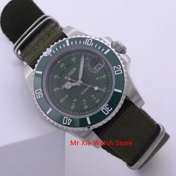 Bliger 40mm Automatinis Mechaninė Mens Watch Prabanga Miyota Judėjimo Žiūrėti Šviesos Vandeniui Nailono Diržas Kalendorius Laikrodis Vyrams