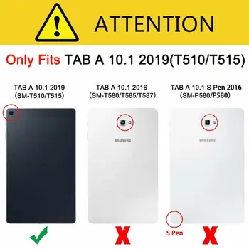 360 Pasukti Case for Samsung Galaxy Tab 10.1 2019 T510 T515 SM-T510 SM-T515 Vaikams atsparus smūgiams Planšetinio kompiuterio Dangtelis + Vertus, Peties Dirželis
