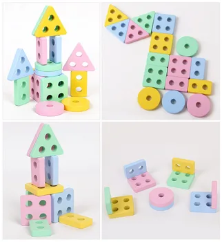 Vokmascot Macaron spalva skiltyje statyba blokai, žaislų, vaikai, vaikams, statybos nustatyti didelio Dydžio plytų švietimo palace modelis