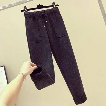 Vilnonių Atsitiktinis Kelnės 2019 M. Rudenį, Žiemą Prarasti Aukšto Liemens Kelnės Moterims Mados Korėjos Haremas Pants Plus Size Sweatpants