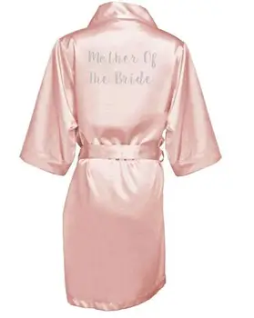 Tamsiai rožinis chalatas, sidabro laišką kimono satino pižama vestuvių apdarą bridesmaid, sesuo, mama nuotaka rūbeliai