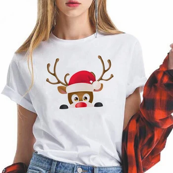 Estetinės Naujų Santa Claus Cortoon Spausdinti Moterys T-shirt Mados Streetwear Kalėdų Kostiumas Viršūnes Aukštos Kokybės Patogūs Marškinėlius
