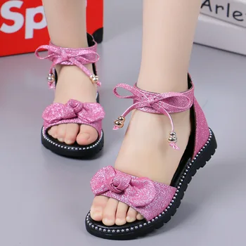 Mergaičių sandalai 2020 naujas vasaros Romos Nacionalinio Romantiškas Su mada, vaikų minkštųjų apačioje mažoji princesė batai mergaitę batai