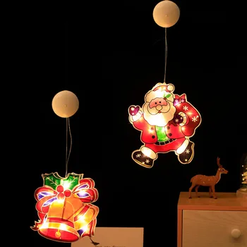 Kalėdų Kambarį Stiklo Puošia Žvaigždžių Šviesos Lempos Siurbtukas Spalva Lempa Hanglight Santa Claus Atostogų Atmosferą Dekoras