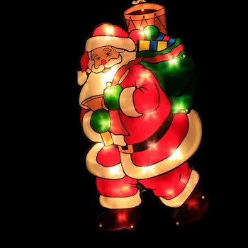 Kalėdų Kambarį Stiklo Puošia Žvaigždžių Šviesos Lempos Siurbtukas Spalva Lempa Hanglight Santa Claus Atostogų Atmosferą Dekoras