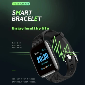 D13 Smart Watch Širdies ritmas, Kraujo Spaudimo Monitorius Fitness Tracker Žiūrėti IP67 atsparus Vandeniui Sporto Smart Apyrankė