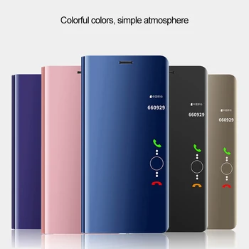 Veidrodis Peržiūrėti Smart Flip Case for Samsung Galaxy A5 2017 A52017 SM A520 A520F Prabanga Originalus Magnetinis Fundas Odinis Telefono Dangtelį