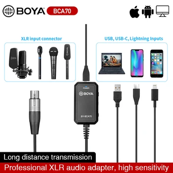 BOYA BY-BCA70 XLR Garso Mikrofonai, Adapteris į KOMPIUTERĮ Mobiliaisiais įrenginiais Suderinama Su Andorid iOS ar android išmaniuosius telefonus Mikrofonas Priedai