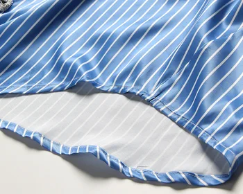 GETSRING Moterims Palaidinės Retro Nereguliarus Juostele Moterų Marškinėliai ilgomis Rankovėmis Linkę Mygtuką Blue Marškinėliai Moterims Nesimetriškas Viršuje 2019