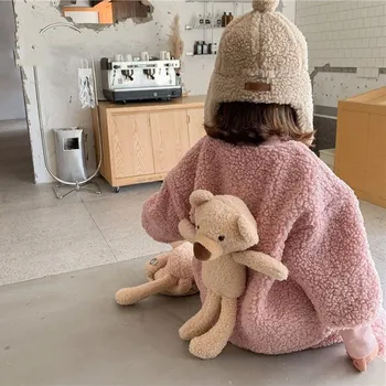 2020 m. Žiemos kūdikių drabužiai nustatyti mergaitės plius vilnos šiltas megztinis ir kelnės kombinezonas mados kietas mielas lokys už vaikai 2 dalių komplektas