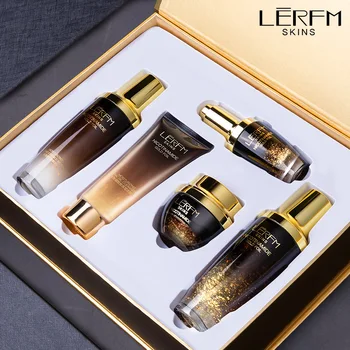 5vnt LERFM Aukso folija nikotinamido odos priežiūros rinkinys dovanų dėžutėje drėkinamasis veido priežiūros kosmetika
